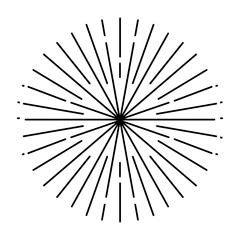 Obraz premium Abstract sunburst design with radiating lines emanating from a central point on white background