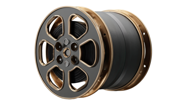 3D render of a vintage film reel