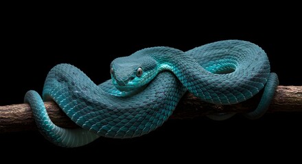 Fototapeta premium Blue snake with scales close-up.