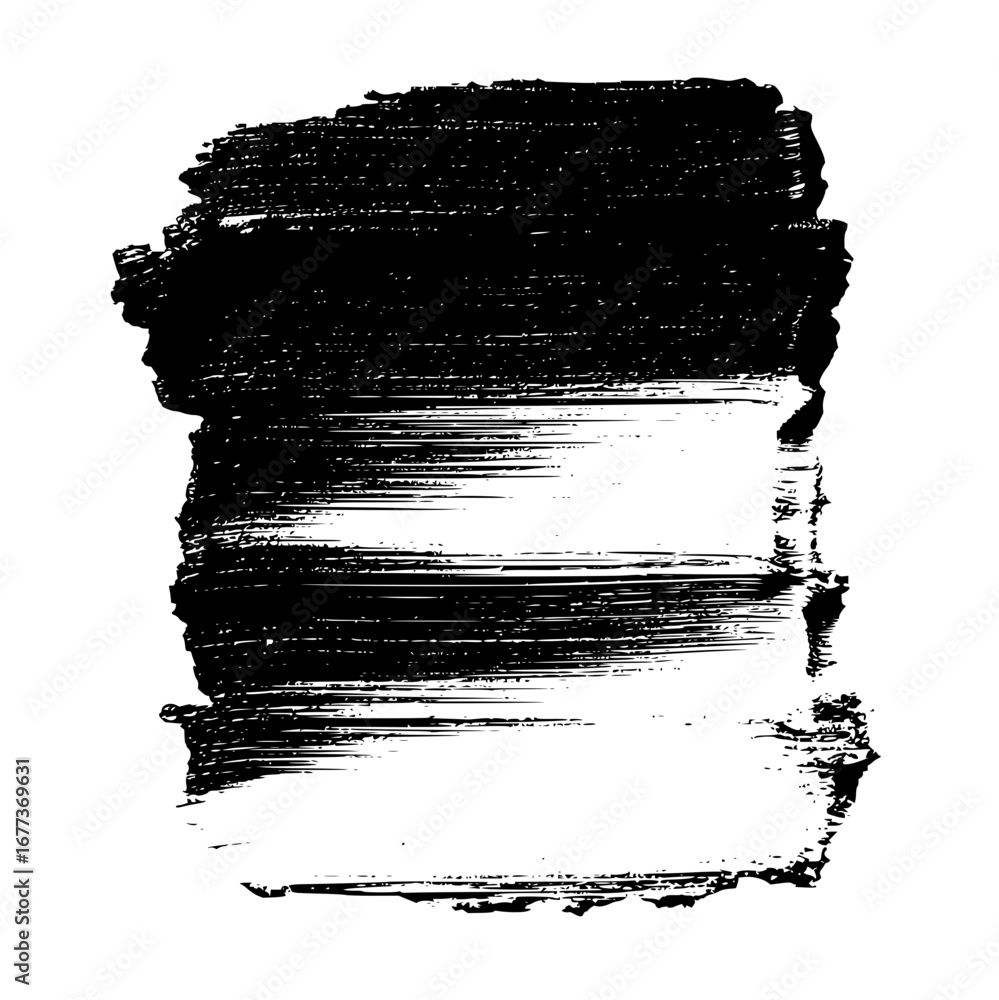 Poster a rectangular shape with a textured black brushstroke effect on a white background artistic design e