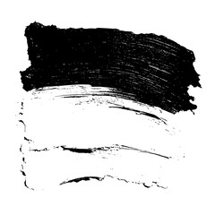 Fototapeta premium Black paint strokes with texture on a white background creating a grungy and abstract design element
