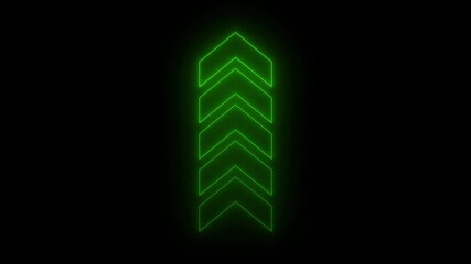 Abstract Neon Glowing Arrows Animation On Black Background Pointing Upward Trendy Style