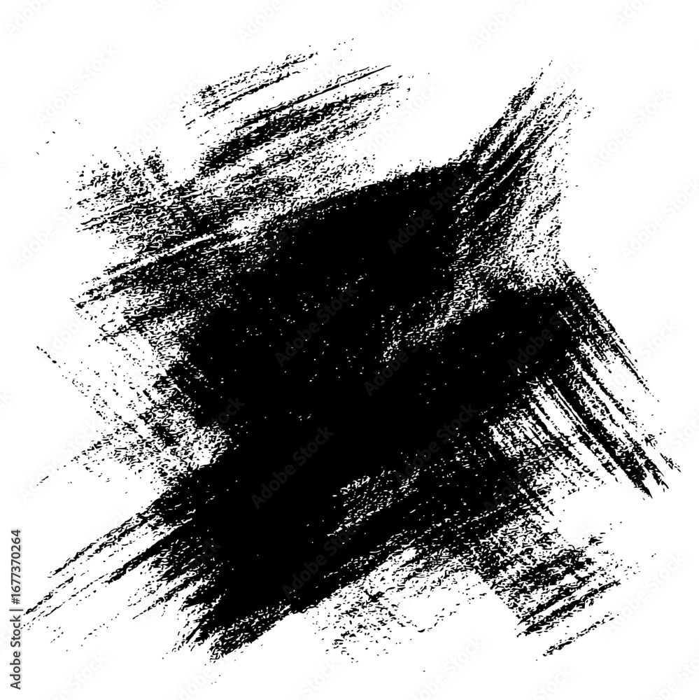 Poster a black and white image featuring a textured brush stroke pattern with a distressed and abstract loo