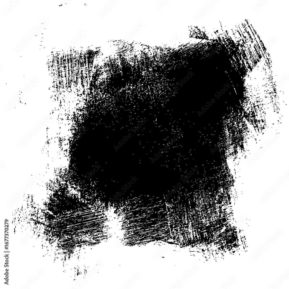 Poster abstract black paint stroke with textured edges on white background creating a grunge effect design 