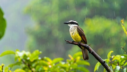 Obraz premium Bird perched in rain forest