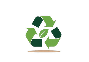 Obraz premium Green Recycling Symbol with Leaf Detail on Transparent Background Design
