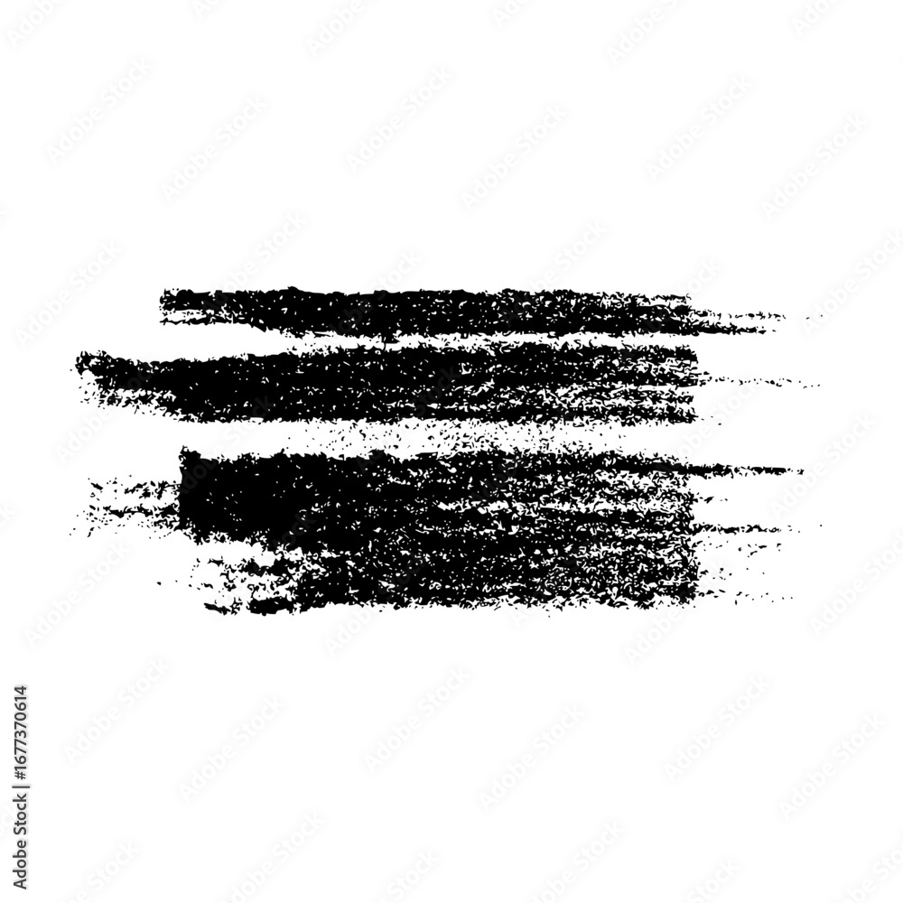 Poster horizontal black brush strokes with rough edges on a white background creating a textured effect art
