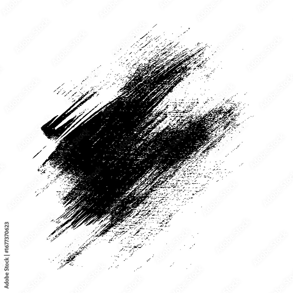 Poster abstract black paint stroke with diagonal lines and grunge texture on a white canvas background art