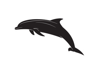 Elegant Dolphin Silhouette Illustration in Black Minimalist Vector  