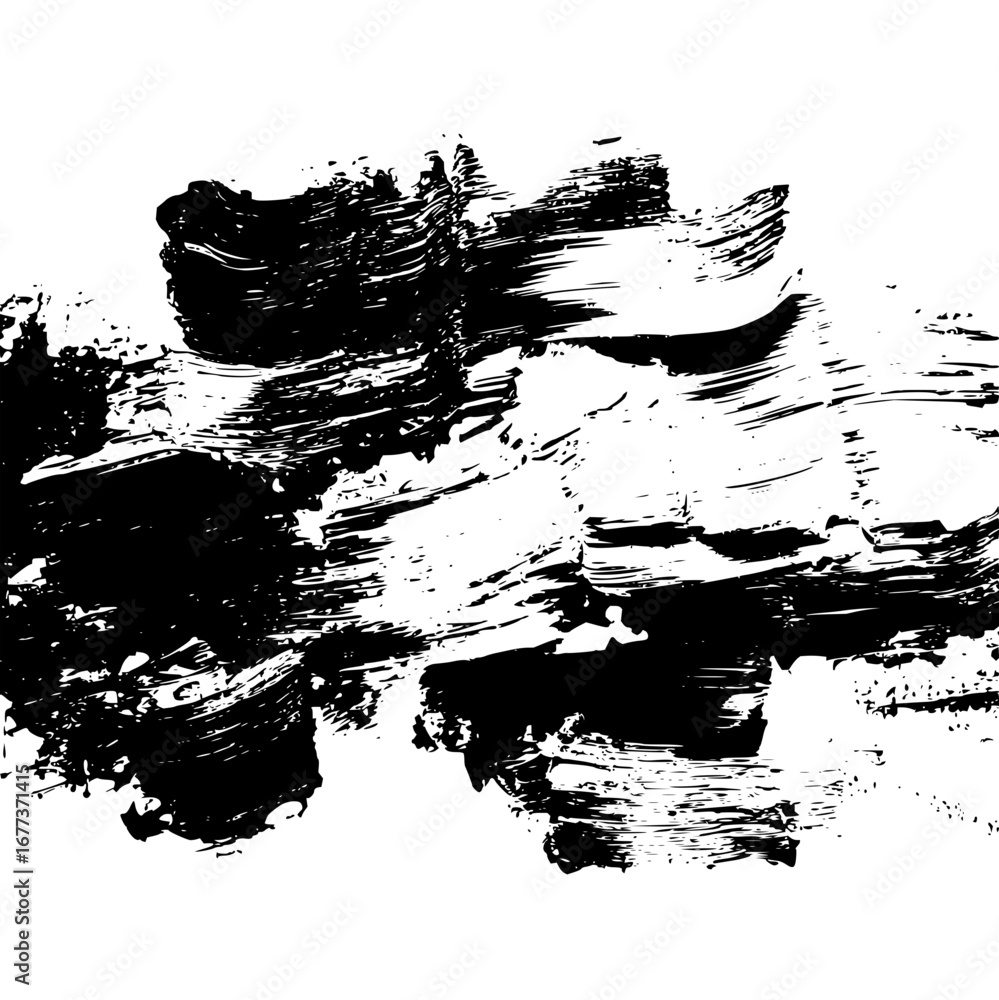 Poster abstract black and white paint strokes creating a textured artistic background with brush marks and 