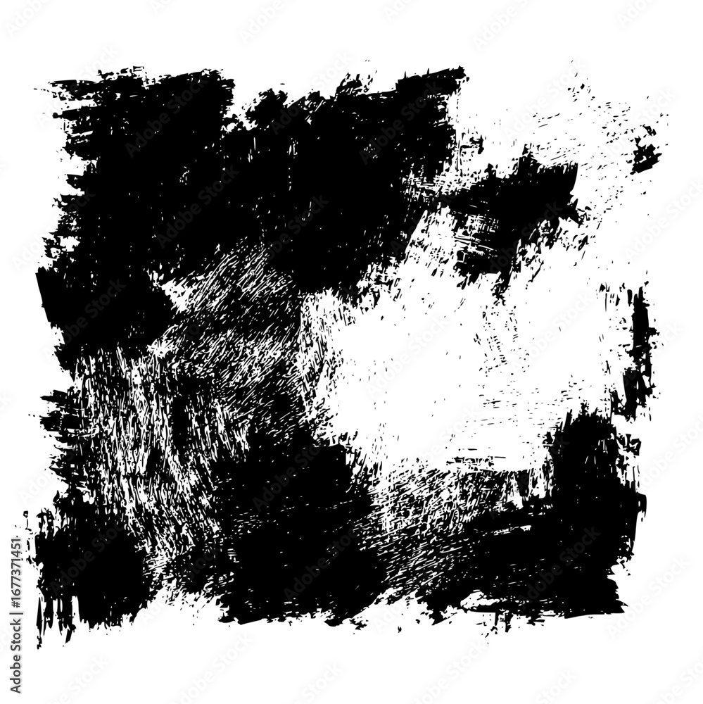 Poster black and white abstract grunge texture with brush strokes and splatters creating a rough surface lo