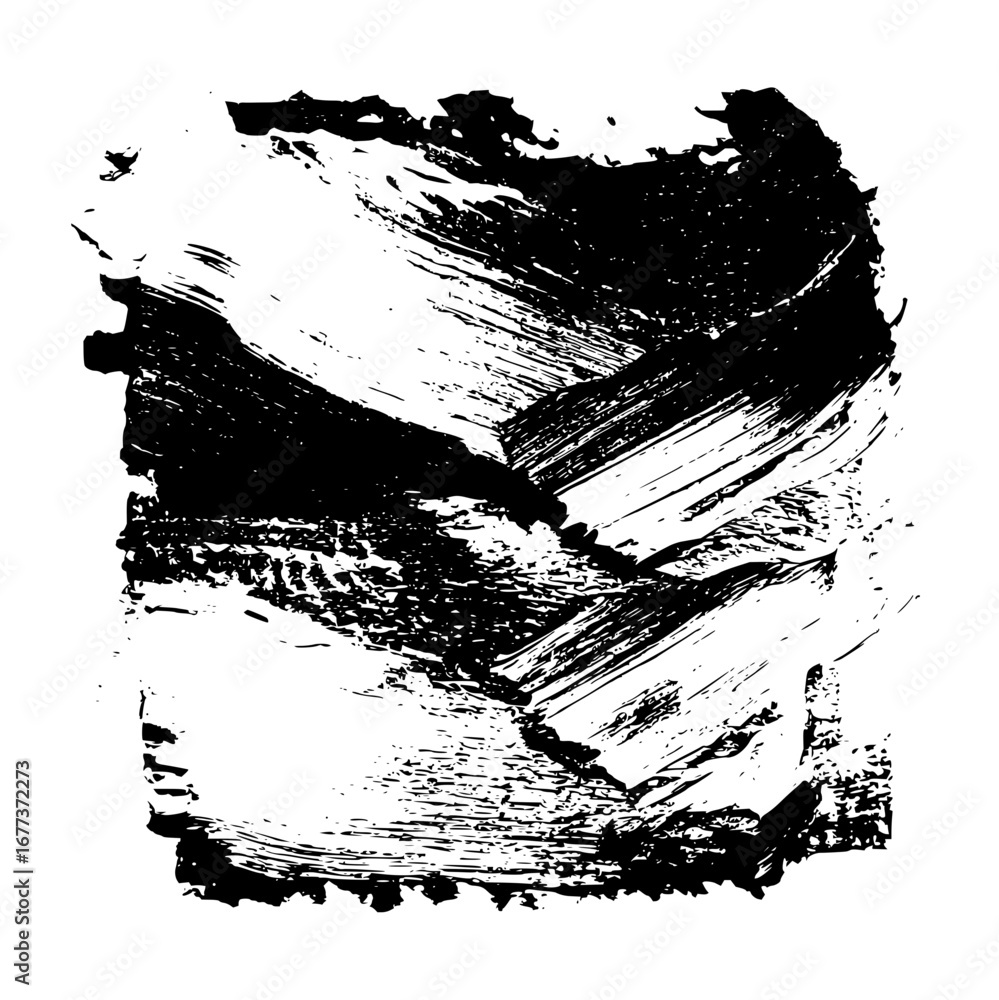 Poster abstract black and white brush stroke design with textured paint effect and dynamic brushwork style 