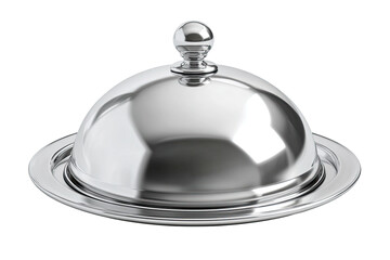 Polished silver serving dish with dome lid