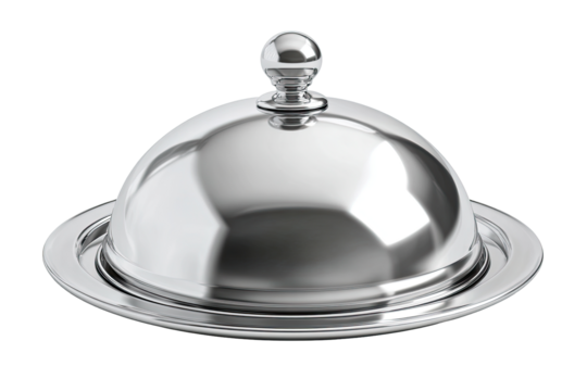Polished silver serving dish with dome lid