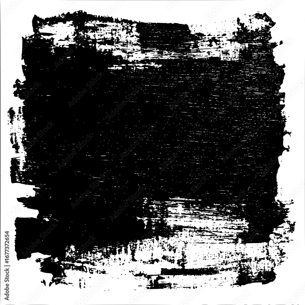 Poster a black and white abstract painting featuring rough brushstrokes and textured surface in a rectangul