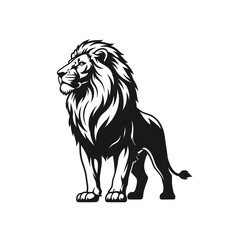 Majestic Lion: Powerful Black and White Vector Illustration