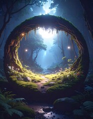 Fototapeta premium Enchanting Forest Portal A Pathway to Mystical Realms