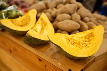 pumpkin on a wooden table