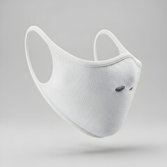 White Fabric Mask Protection Close-up on Gray Background