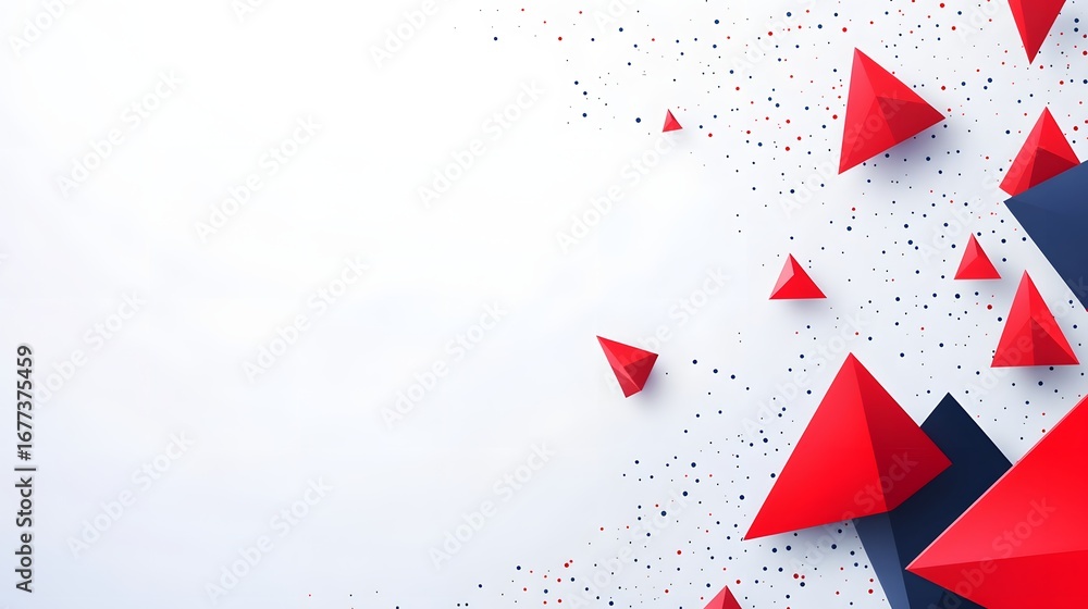 Aufkleber abstract geometric shapes with red triangles and colorful specks