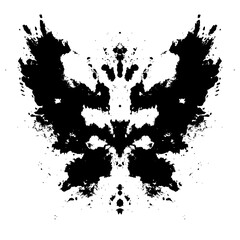 Fototapeta premium Symmetrical ink blot pattern resembling a butterfly or moth with intricate details and abstract shapes