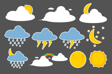A cute and colorful weather clipart collection