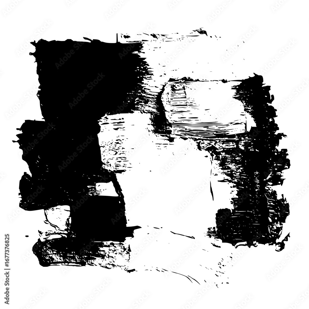 Poster abstract black and white brush strokes creating a textured and dynamic visual composition design ele