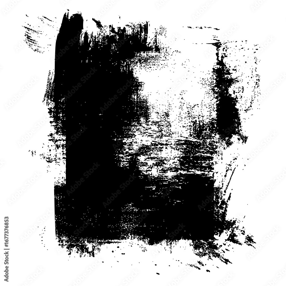 Poster black and white abstract brush stroke design with textured effect on a white isolated background ele