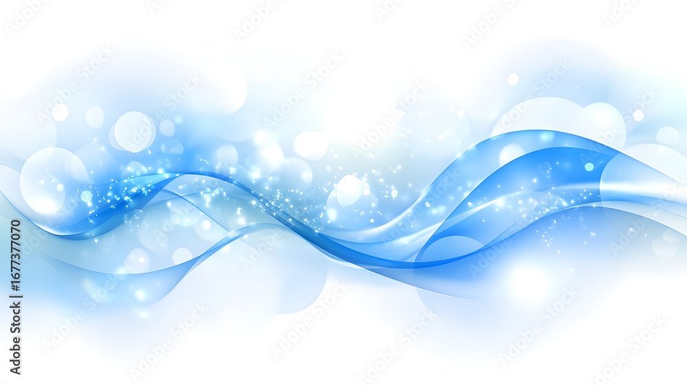 Poster elegant blue waves with soft light and bokeh effect background