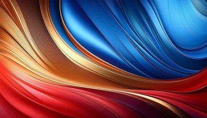 abstract color gradient flowing hues of blue gold and red creates dynamic visual modern artistic background offers a sense of smooth movement excellent for graphics and design projects