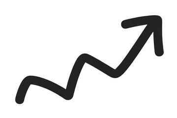 Jagged upward trending arrow with glowing outline zigzag