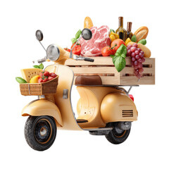 Retro scooter carrying fresh produce