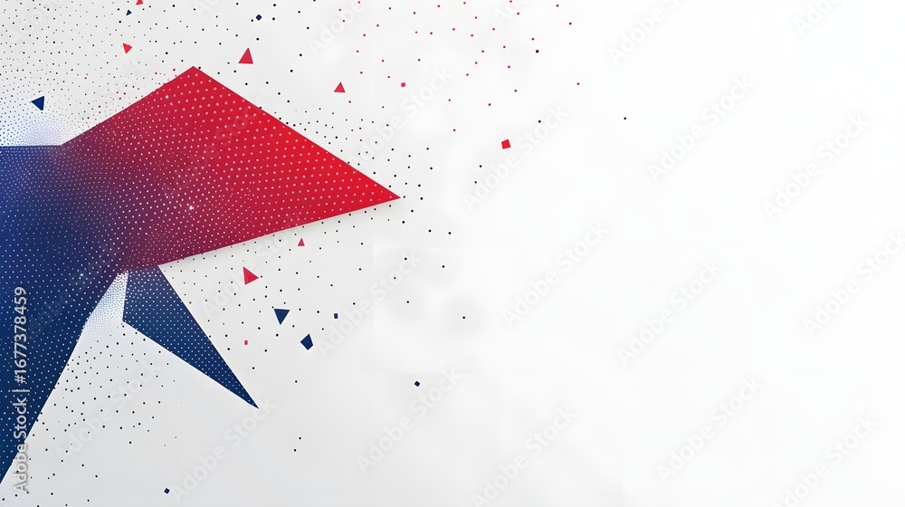 Aufkleber abstract geometric shapes with dots and triangles in red and blue