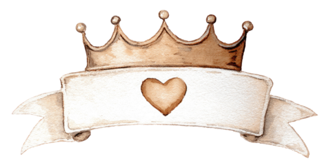 Crown and banner with a heart