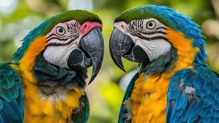 Fototapeta premium Two Colorful Parrots: Bird And Natural Ecology Visual Element