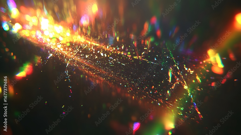 Poster abstract light reflection with colorful sparkles and shimmering dust
