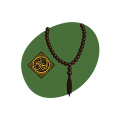 Islamic Prayer Beads Tasbih and Calligraphy Charm