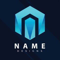 Gradient logo with abstract shape