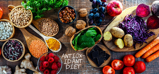 Foods rich in antioxidants. Healthy diet
