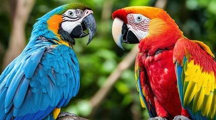 Two Colorful Parrots: Bird And Natural Ecology Visual Element