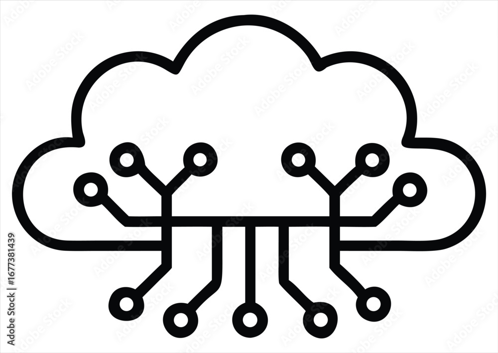 Poster abstract neon blue cloud icon symbolizing digital connectivity data storage and network technology s