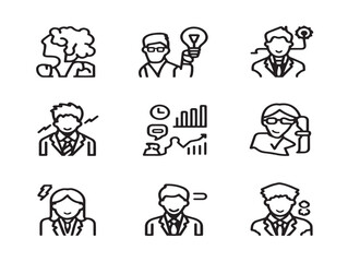 Management Brainstorming Line Icons Collection Corporate Team Illustration