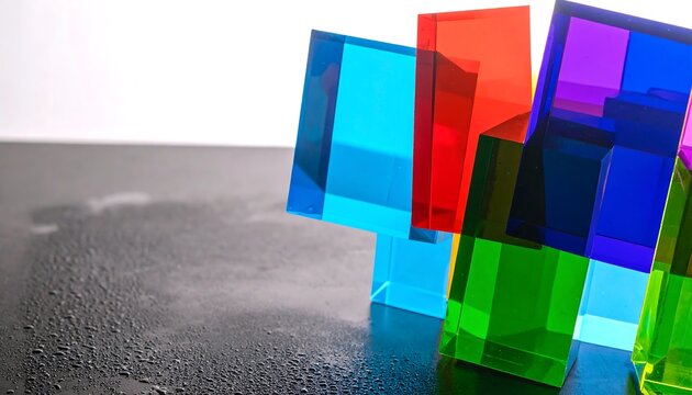 Abstract colorful translucent blocks