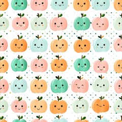 Obraz premium Cute Cartoon Pumpkins and Gourds Pattern for Fall and Halloween Decor