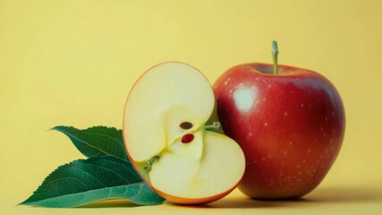 A single apple with a portion taken out, ideal for food or beverage photography