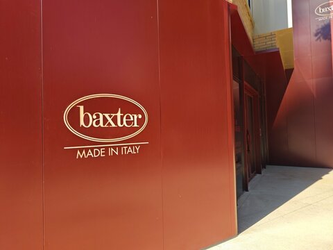 Shanghai,China-August 30th 2025: Baxter brand logo on store