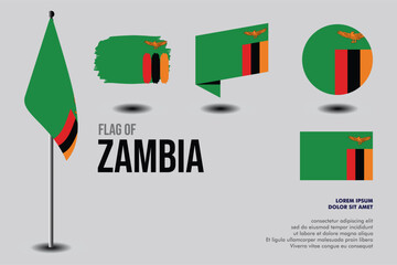 Set of Zambia flag in 5 designs
