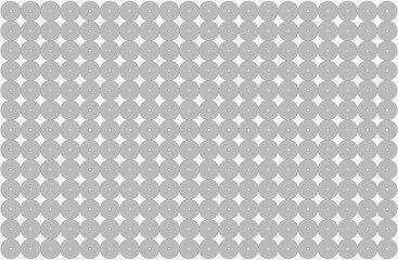 The image is a repeating pattern of complex circular designs on a light gray background. Each circular unit is filled with a series of intersecting horizontal, vertical, and diagonal lines.