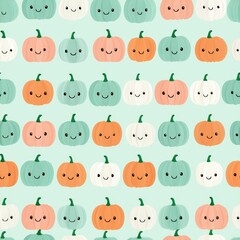Obraz premium Cute Colorful Pumpkins on Soft Background for Fall or Halloween Theme