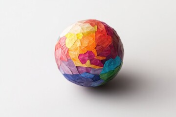 Colorful Sphere: A visually captivating spherical object displays a multitude of vibrant colors arranged in a unique geometric pattern. This eye-catching display of color and form.